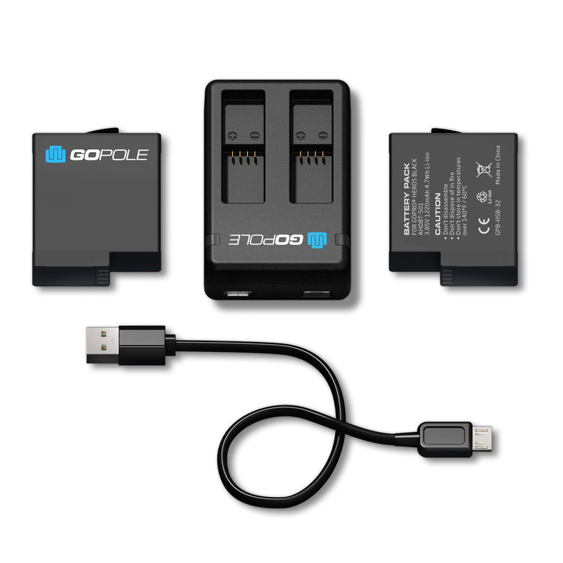 Dual Battery Kit for GoPro Hero 7/6/5 Black cameras (compatible with latest firmware updates)