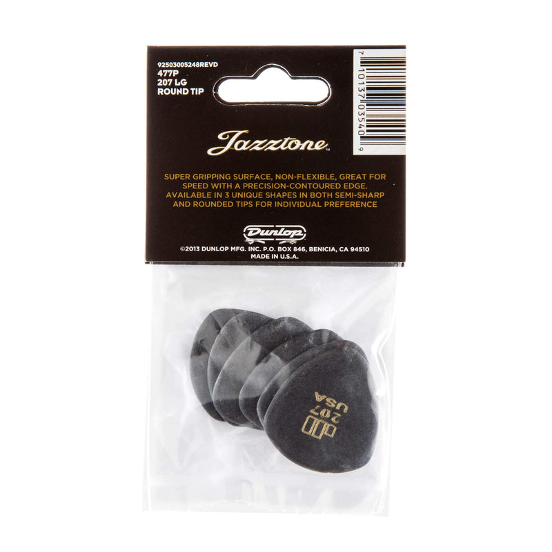 Dunlop 477P207 JD Jazztones, Black, Large Round Tip, 6/Player's Pack 6 Pack