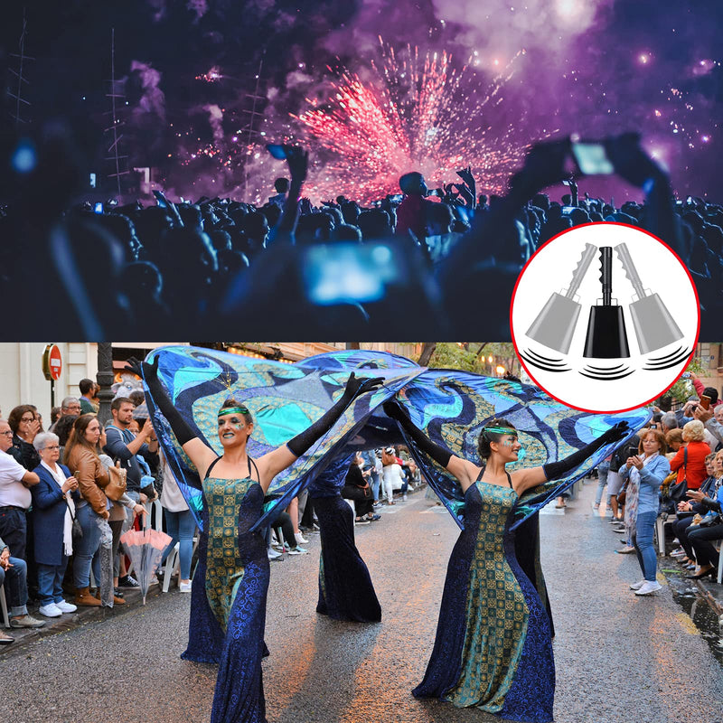 2pack 9’’ Steel Cow Bell with Handle, Noise Maker Cowbell, Cheering Loud Hand Call Bell for Sport Events Football Soccer Hockey Baseball Basketball Games Party Concert Graduation School Wedding Farm M-2pcs