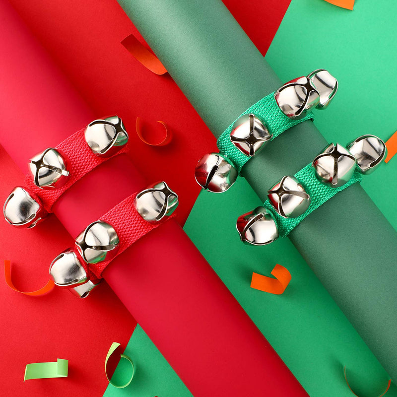6 Pieces Christmas Band Wrist Bells Bracelets Jingle Musical Ankle Bells Instrument Percussion Rhythm for Christmas Party Favors Festival Accessories (Red and Green) Red and Green