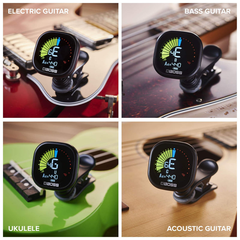 [AUSTRALIA] - BOSS Tu-05 Rechargeable Chromatic Clip-On Tuner for Guitar, Bass And Ukulele | Reliable And Precise Battery Powered Tuner with Large High-Contrast Colour Display And BOSS Warranty 