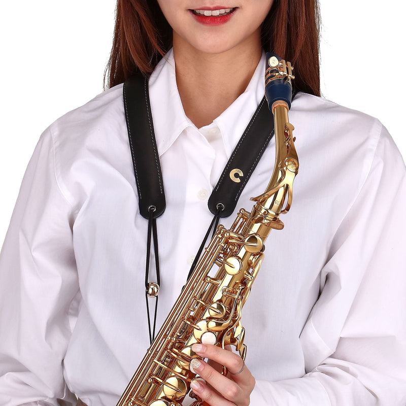 CIELmusic Premium DIAMOND Adjustable Saxophone Neck Strap,Soft Natural Leather