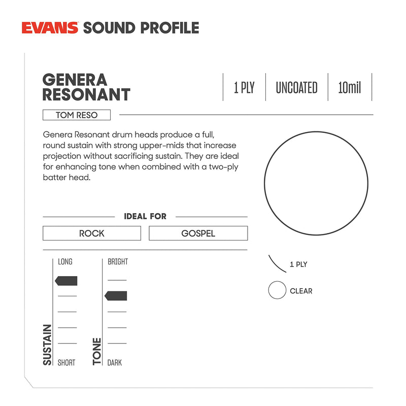 Evans Genera Resonant Drum Head, 10 Inch Clear