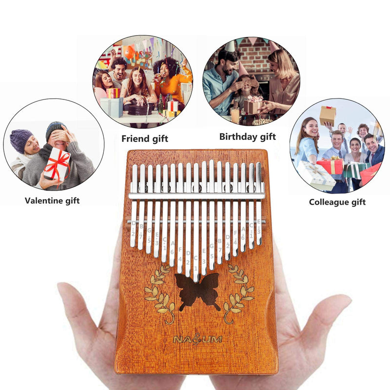 Kalimba Thumb Piano 17 Keys, NASUM Mbira Finger Piano Instrument with Mahogany body, Tuner Hammer, Stickers, Carry Bag, The Best Musical Instrument Gift for Kids and Adults Beginners