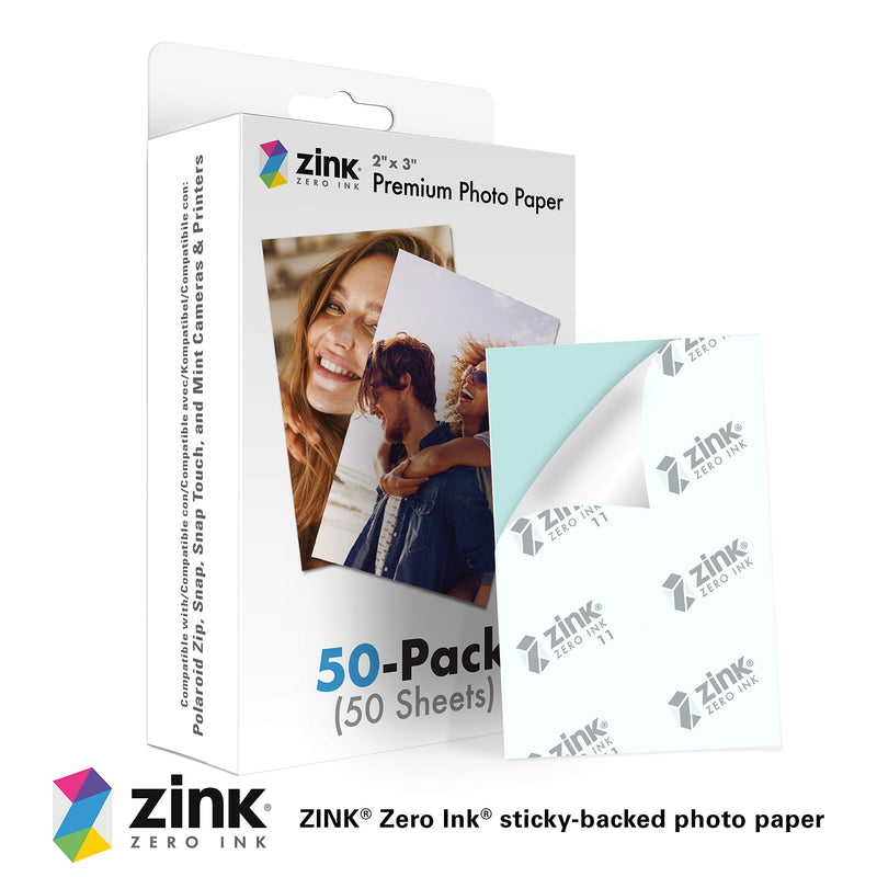 [AUSTRALIA] - Zink 2"x3" Premium Instant Photo Paper (50 Pack) Compatible with Polaroid Snap, Snap Touch, Zip and Mint Cameras and Printers 50 Pack 