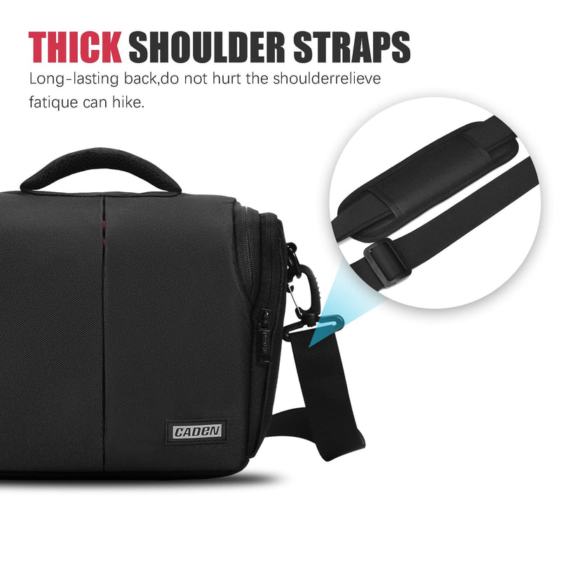 CADeN Camera Bag Case Shoulder Messenger Bag Compatible for Nikon, Canon, Sony, DSLR SLR Mirrorless Cameras and Lenses Black