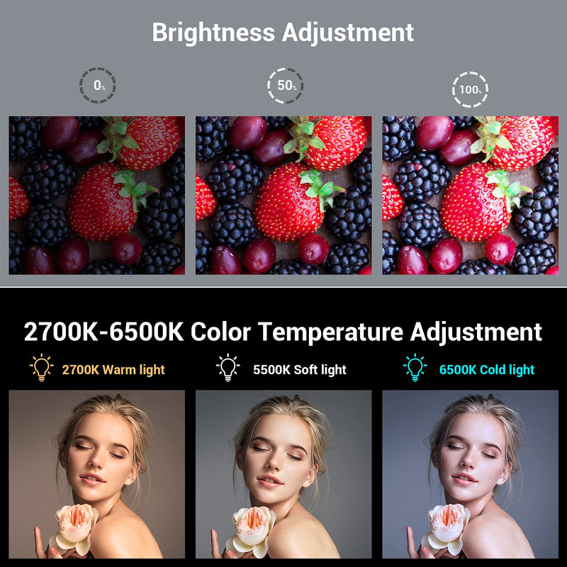 [AUSTRALIA] - simorr LED Video Light, Portable Camera Lights, 96 LED Beads for Photography Video Lighting, Rechargeable 2200mAh CRI 95+ 2700-6500K Dimmable Panel w 3 Cold Shoe 3286 