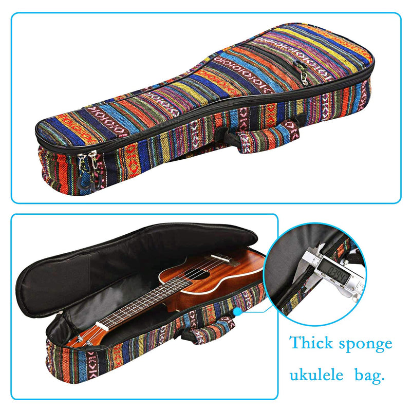 CAHAYA Ukulele Bag Soprano Ukulele Case 21 Inch Soft 0.35 Inch Thick Cotton Padded with Adjustable Straps (21 inch) 21"