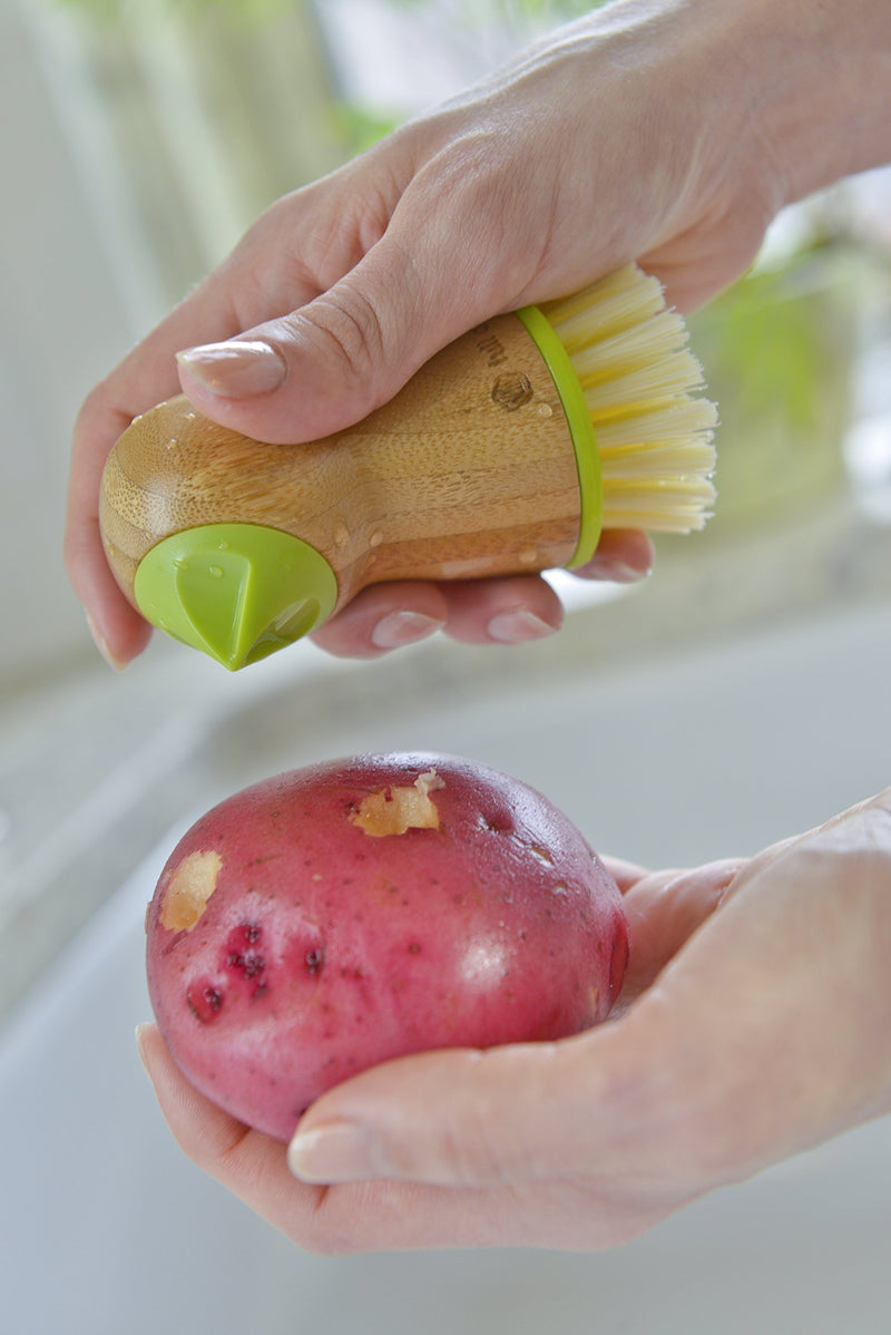 Full Circle FC11124 The Ring Fruit and Vegetable 2 in 1 Mushroom Cleaning Brush, Potato, Green