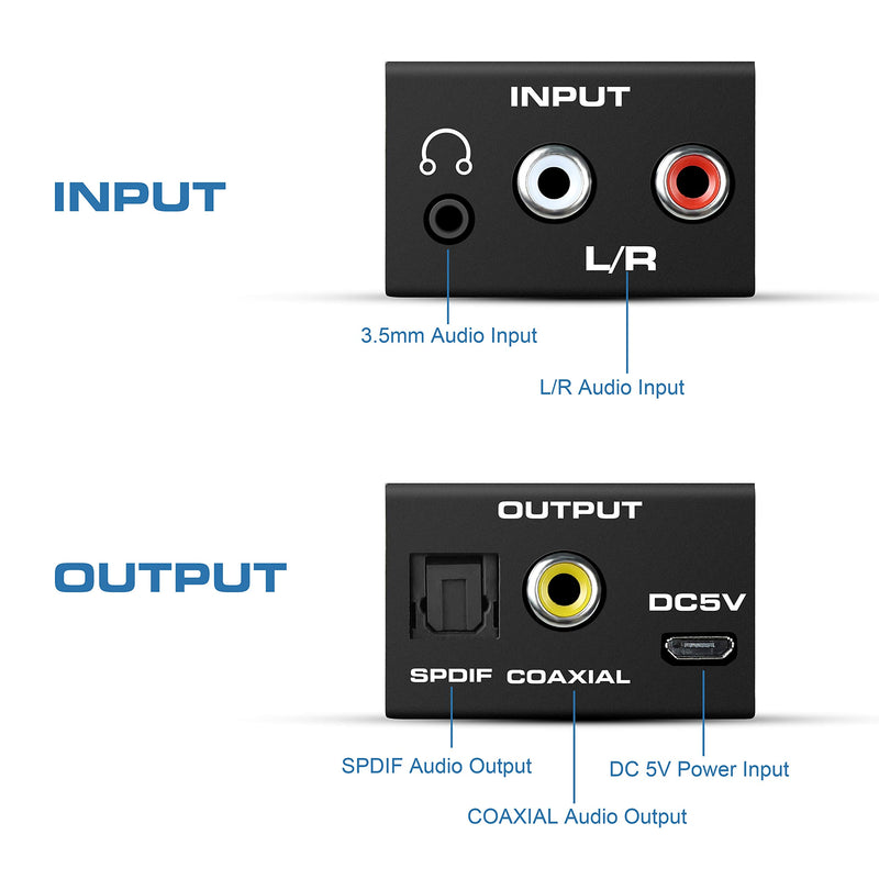avedio links Analog to Digital Audio Converter, RCA Analog to Digital Optical Toslink Coaxial Audio Adapter