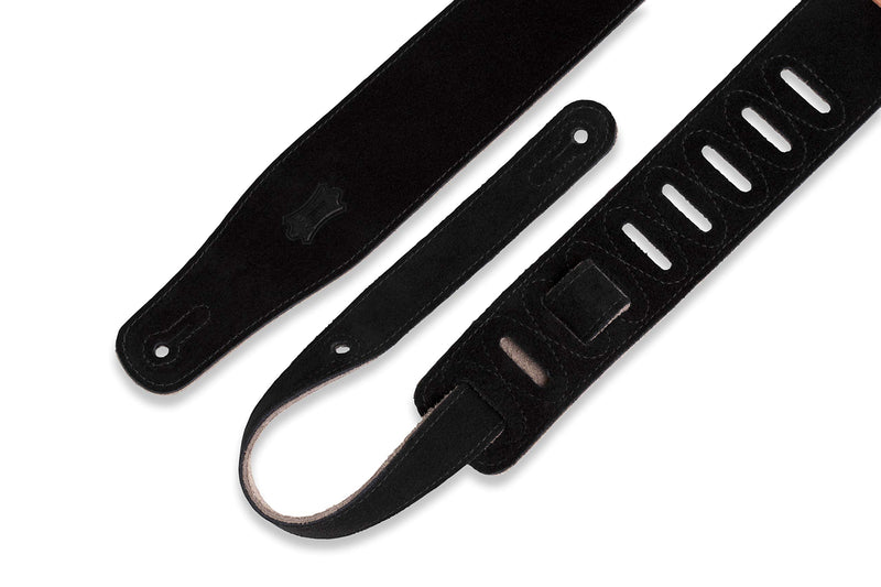 Levy's Leathers MS26-BLK 2.5" Hand-Brushed Suede Guitar Strap, Black Standard