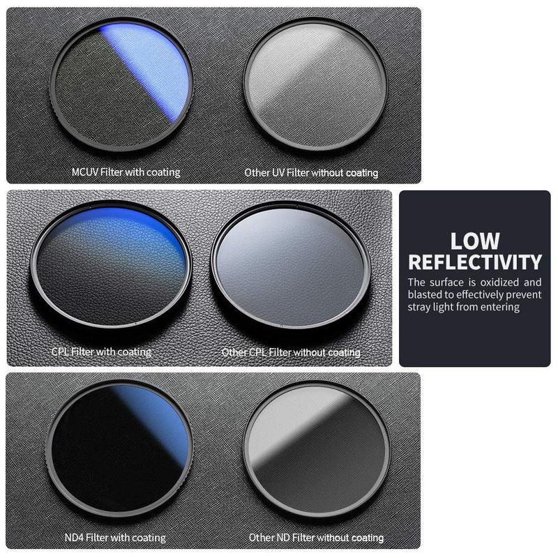 K&F Concept 77mm UV/CPL/ND Professional Lens Filter Kit (3 Pieces), UV Filter + Circular Polarizing Filter + Neutral Density Filter (ND4) + Cleaning Pen + Filter Pouch for Camera Lens