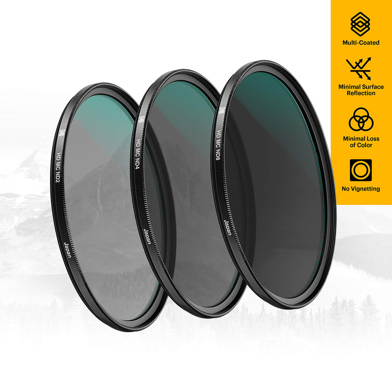 KODAK 67mm Neutral Density Filter Set | Pack of [3] ND2, ND4 & ND8 Filters | Prevent Overexposure Achieve Shallow Depth of Field Capture Motion Blur | Slim, Polished, Multi-Coated Glass & Mini Guide