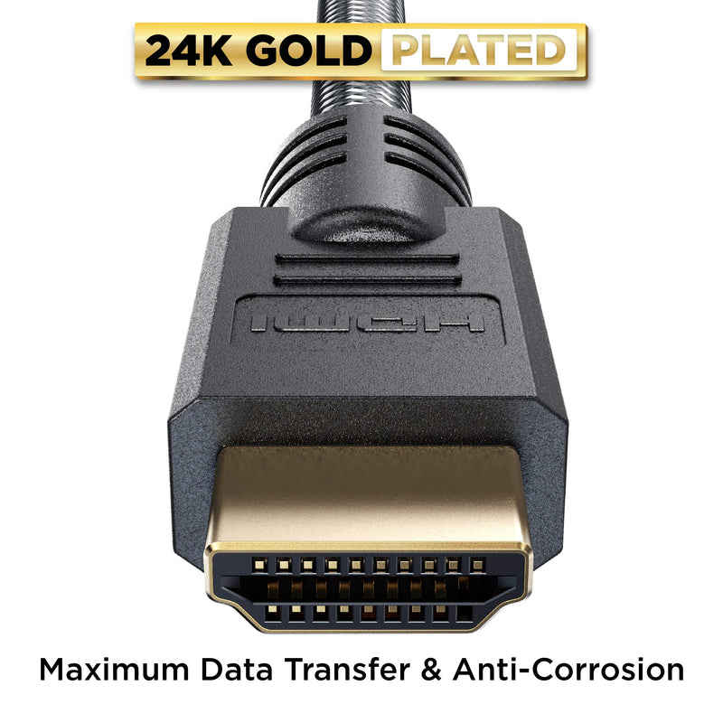 PowerBear 4K HDMI Cable 25 ft | High Speed, Braided Nylon & Gold Connectors, 4K @ 60Hz, Ultra HD, 2K, 1080P & ARC Compatible | for Laptop, Monitor, PS5, PS4, Xbox One, Fire TV, Apple TV & More 25 Feet 1
