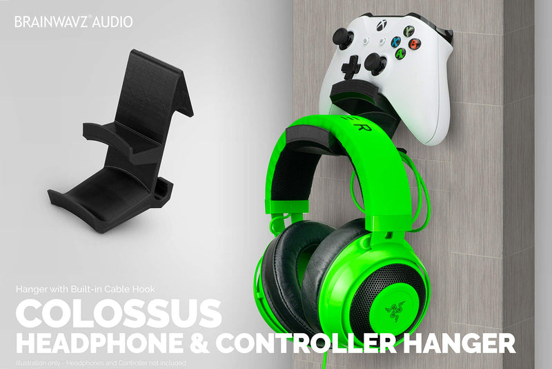 The Colossus - Gamepad Controller & Headphone Hanger Holder - Designed for Xbox ONE, PS4, PS3, Dualshock, Switch, PC, Steelseries, Steam & More by Brainwavz (Black) Black