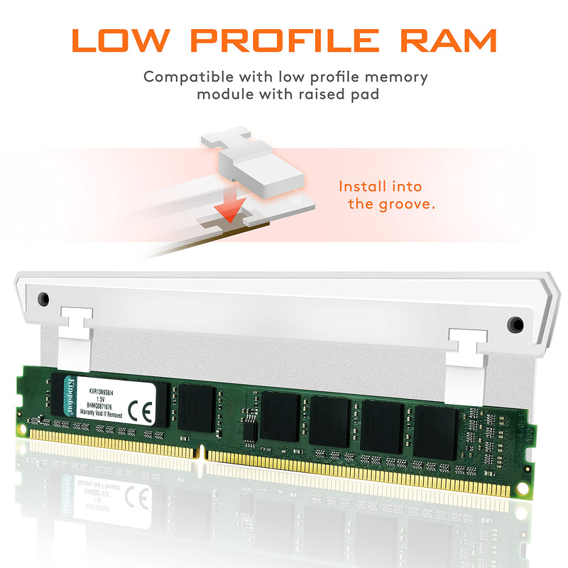EZDIY-FAB 5V ARGB Memory RAM Cooler DDR Heatsink for DIY PC Game MOD DDR3 DDR4- White (Compatible with Aura Sync, RGB Fusion and Mystic Light Sync)-1 Pack-PI061