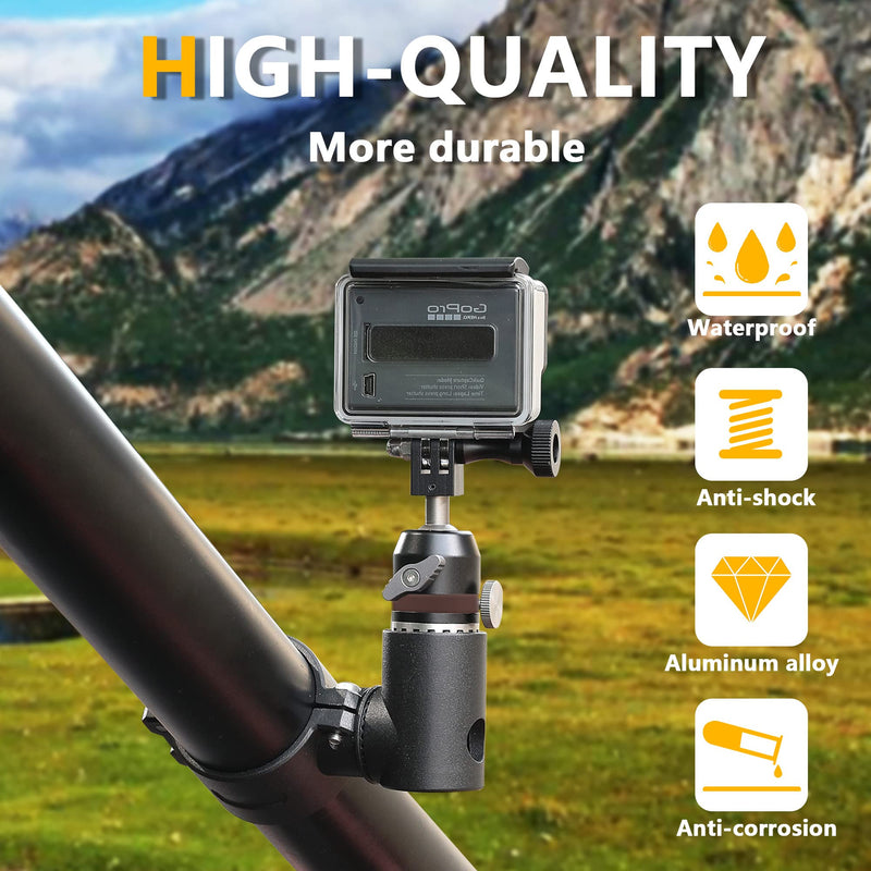 BESTAOO UTV ATV Camera Mount Compatible with GoPro for 1.75"-2" Roll Bar, Aluminum 360° Rotation Action Camera Holder for All GoPro Models, Such as Hero 9, 8,7,5 4, GoPro Max, Insta360 etc Black