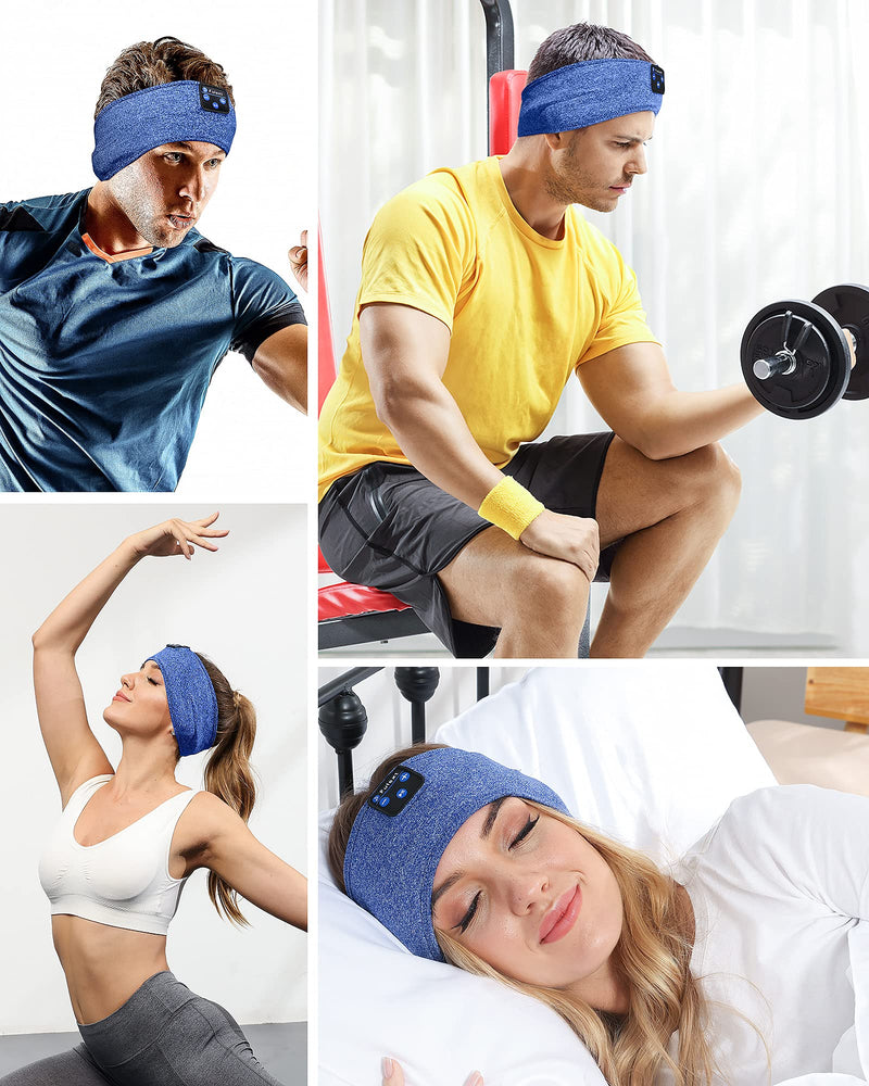 Fulext Sleep Headphones Bluetooth Headband,Sleeping Headphones Sports Headband Headphones, Long Time Play Sleeping Headsets with Built in Speakers Perfect for Workout,Running,Yoga Blue&Blue