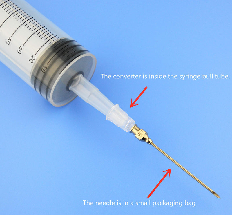 2Pcs-100ml Syringe, 100cc Syringes, Kitchen Syringe Glue Syringe Plastic Syringe, Large Volume Syringe with Needle, Dispensing Syringes (100ml-B) 100ml-B