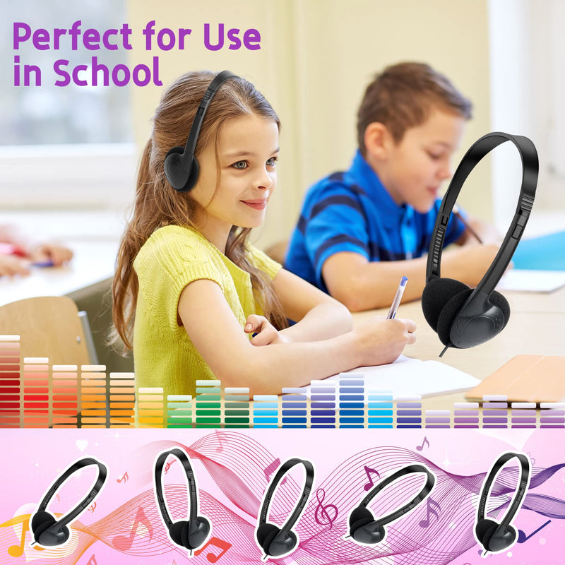 ZXQZYM Kids Headphones Bulk 10 Pack for School Students Children Teen Boys Girls, Wholesale Bulk Headphones for Classroom Earphones (Black)