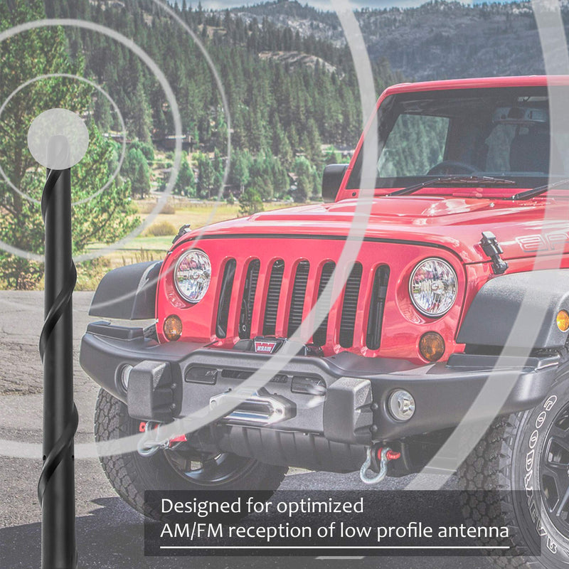 KSaAuto Spiral Antenna Compatible with Jeep Wrangler JK JKU JL JT JLU Rubicon Sahara Gladiator 2007-2021 | 7“ Short Car Wash-Proof Antenna Replacement | Designed for Optimized FM/AM Signal Reception