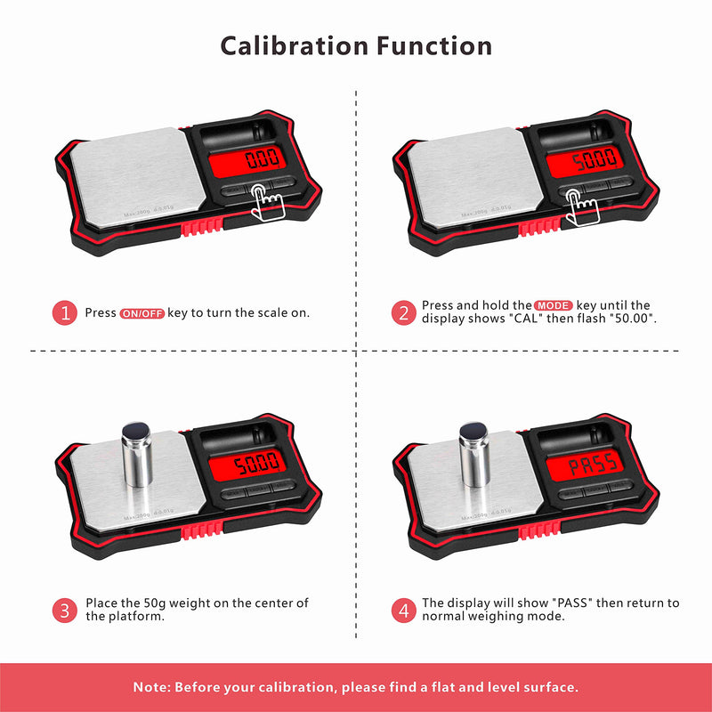 Fuzion Digital Pocket Scale, 200g x 0.01g Jewelry Gram Scale, 6 Units Conversion, LCD Back-Lit Display, Use for Jewelry/Medicine/Food/Powder/Herb(Battery Included) Red