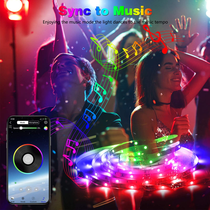 [AUSTRALIA] - 50 Feet Led Strip Lights , Gusodor Smart Led Lights for Bedroom Music Sync Rope Lights Flexible DIY Led Light Strips Color Changing with 40 Key Remote App Control Tape Led Light for Party Home 