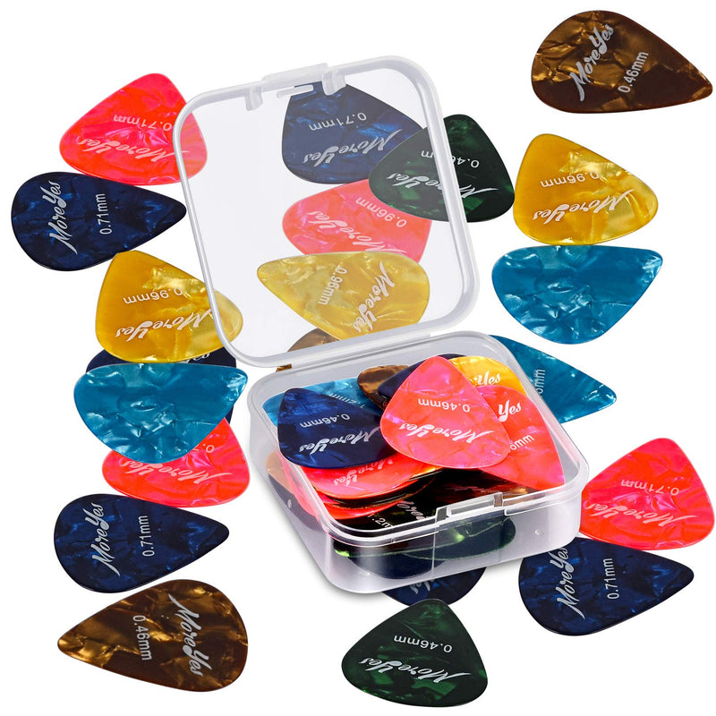28pcs Guitar Picks, MOREYES Guitar Plectrums for Your Acoustic, Bass or Electric Guitar 0.46 0.71 0.85 0.96 1.2mm