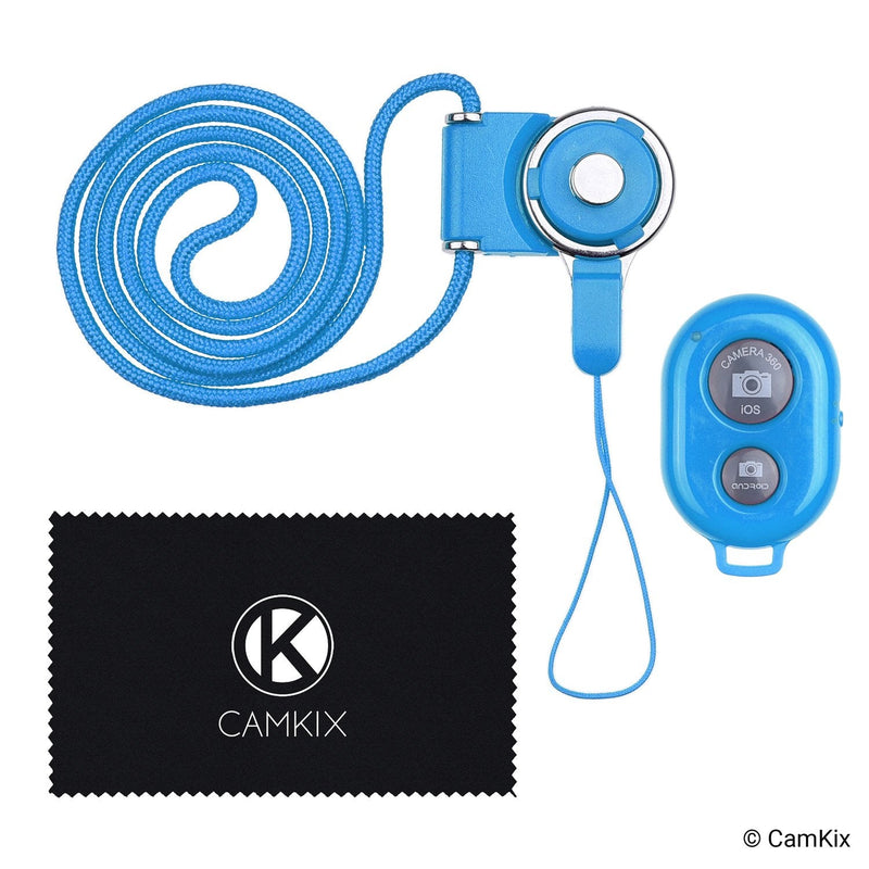CamKix Camera Shutter Remote Control with Bluetooth Wireless Technology - Blue - Lanyard with Detachable Ring Mount - Capture Pictures/Video Wirelessly at 30 ft Compatible with iPhone/Android