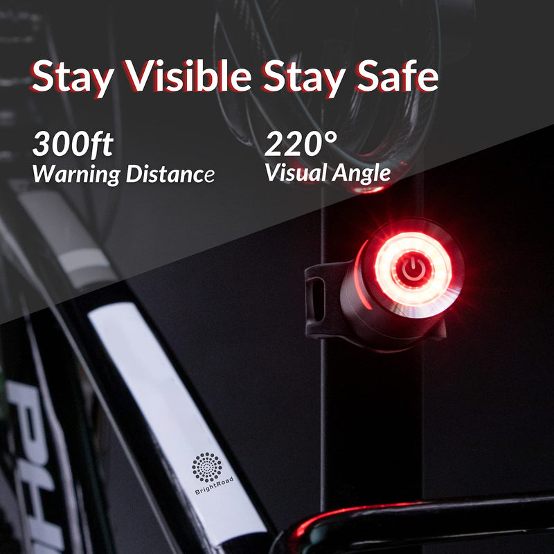 BrightRoad - USB Rechargeable Bike Tail Light, Super Bright Bicycle Led Rear Flashlight for Maximum Visibility, Impressive & Luxurious Design, IPX5 Waterproof, Red Back Light for Safety Cycling