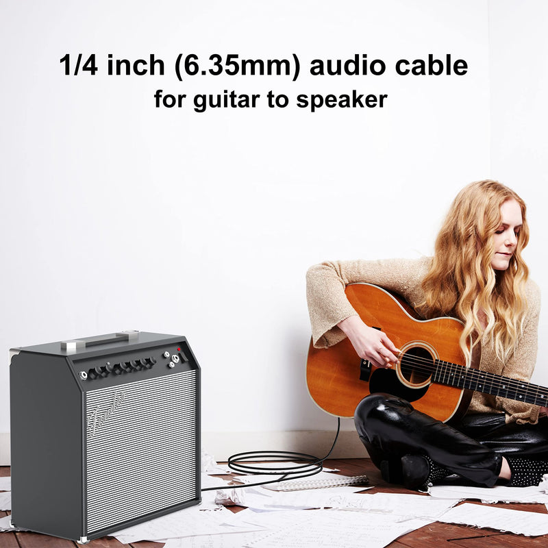 UVOOI Guitar Cable 10 ft, Instrument Cable Braided Male to Male, 1/4 inch Electric Guitar AMP Cord Right Angle 90 Degree Tweed Noiseless for Bass Acoustic Guitar Speaker Amplifier Keyboard Mandolin 10 Feet 1 Pack