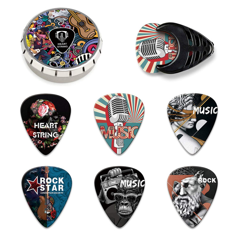 Unique guitar picks. The pick holder is easy to paste anywhere on the guitar as you want, suitable for bass, electric guitar, folk guitar and ukulele. It’s the best gift for guitar lovers.