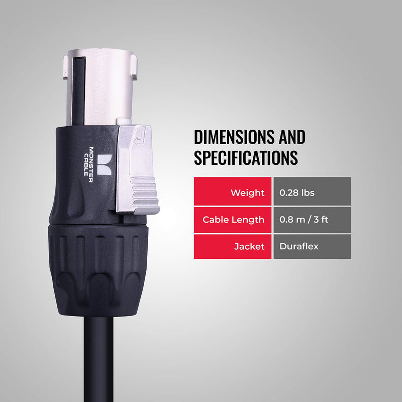 Monster Prolink Studio Pro 2000 Speaker Cable with Speak-on Connectors - Speak-on Plugs, 3 feet 3 ft. - Speak-On plugs