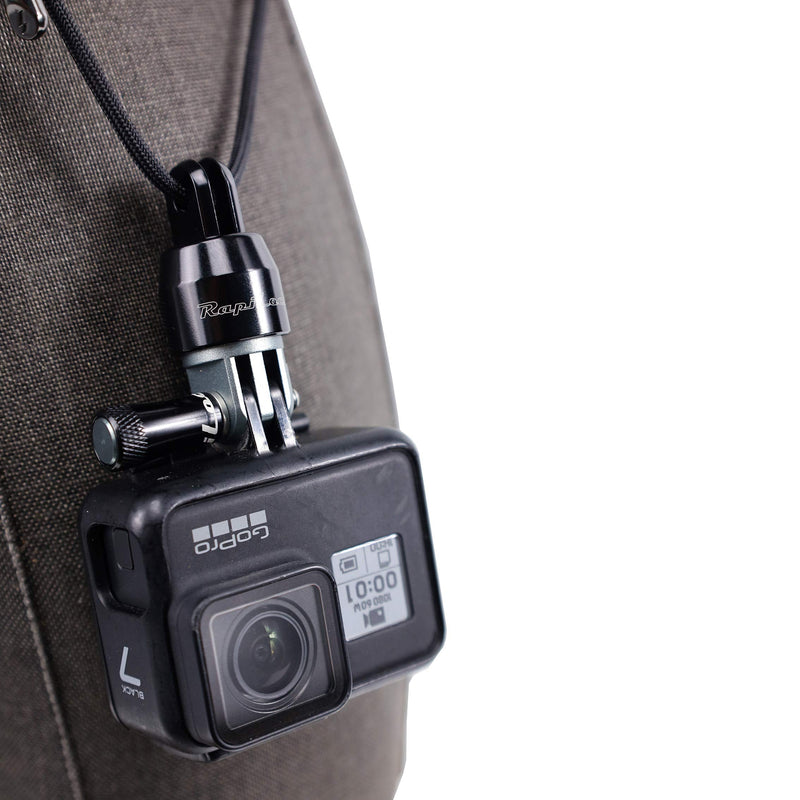 RapiLock Leash Quick Release Neck Strap (Black) for GoPro Hero 9 8 7 6 5 4 3+ 3 2 1 Mounting Way Devices Such as Sony/Gamin/SJ4000/DJI/osmo Pocket. Includes 1 Adapter, 1 Buckle (Black), and 1 Strap. Black