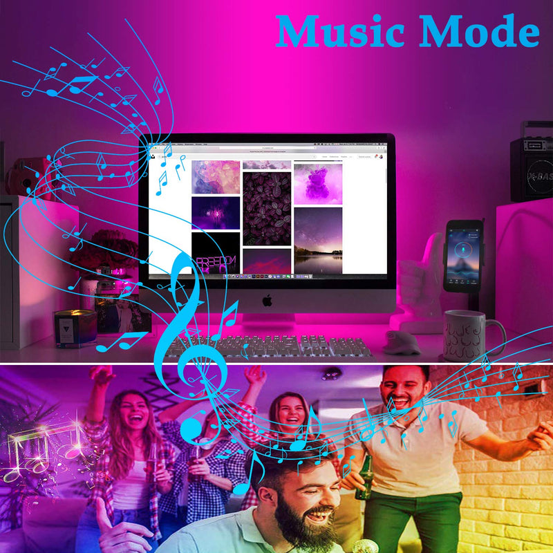 [AUSTRALIA] - Led Strip Lights SMD 5050, Bluetooth App Control Color Changing Tape Lights Sync to Music with IR Remote for Party, Home, Bedroom Decor 50ft 