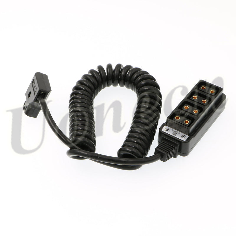 Uonecn Photography Power Coiled Cable D-tap B-type Male to 4 Port D-Tap Female for Anton Bauer V-mount Battery