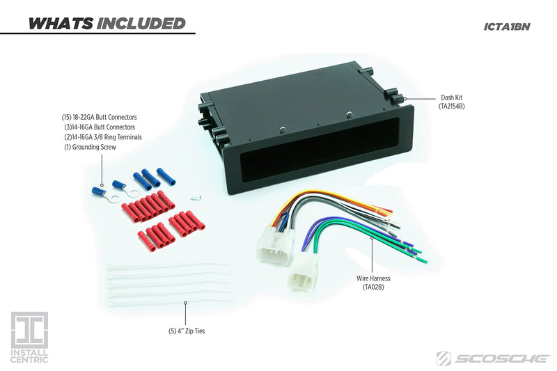 SCOSCHE Install Centric ICTA1BN Compatible with Select Toyota 1982-04 Pocket Complete Basic Installation Solution for Installing an Aftermarket Stereo Complete Installation Kit