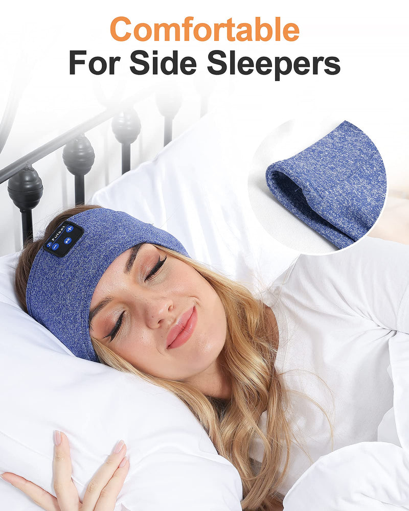 Fulext Sleep Headphones Bluetooth Headband,Sleeping Headphones Sports Headband Headphones, Long Time Play Sleeping Headsets with Built in Speakers Perfect for Workout,Running,Yoga Blue&Blue