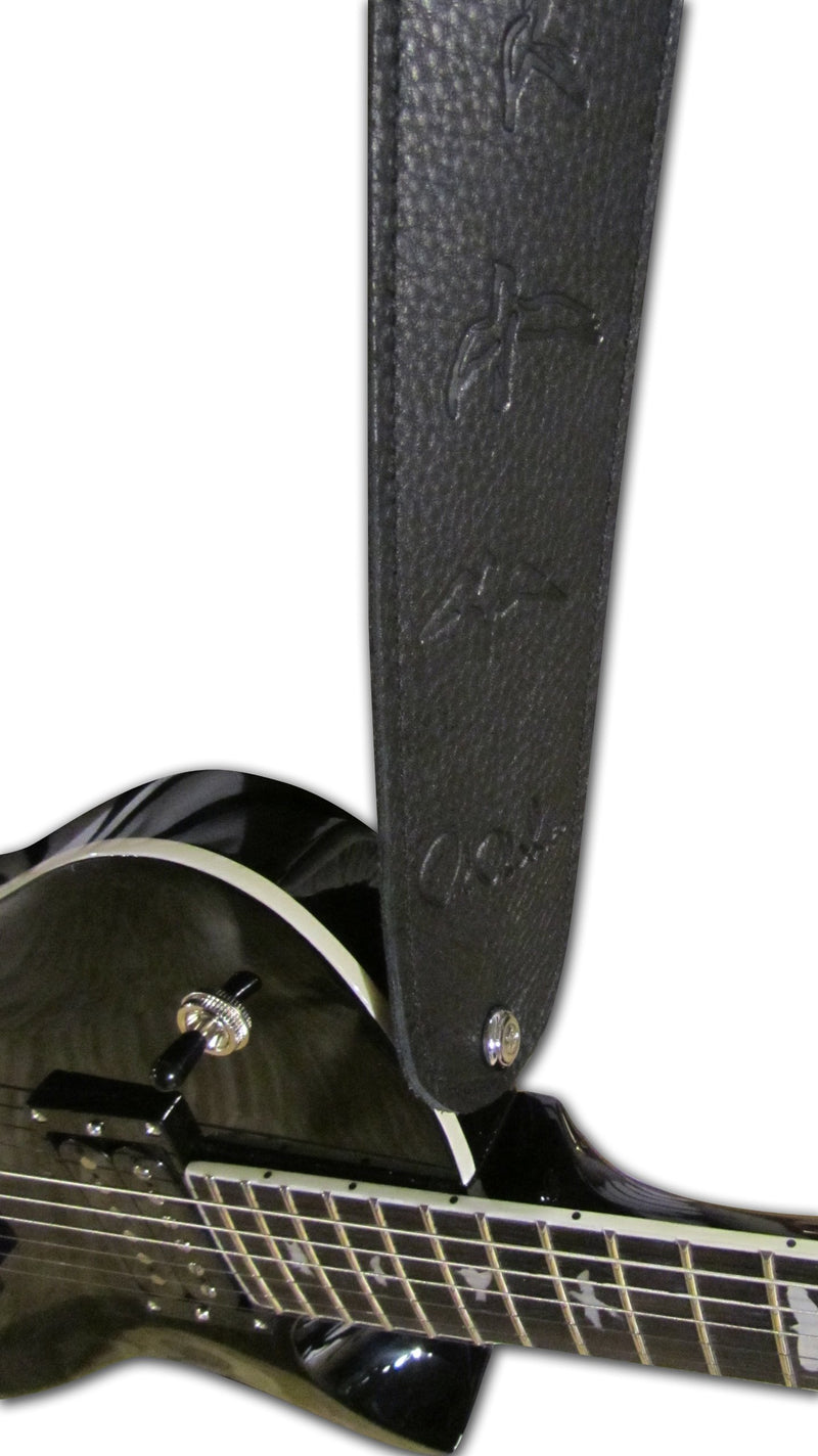 PRS PS-ACC-3119 Smooth Leather Guitar Strap with Embossed PRS Birds Black