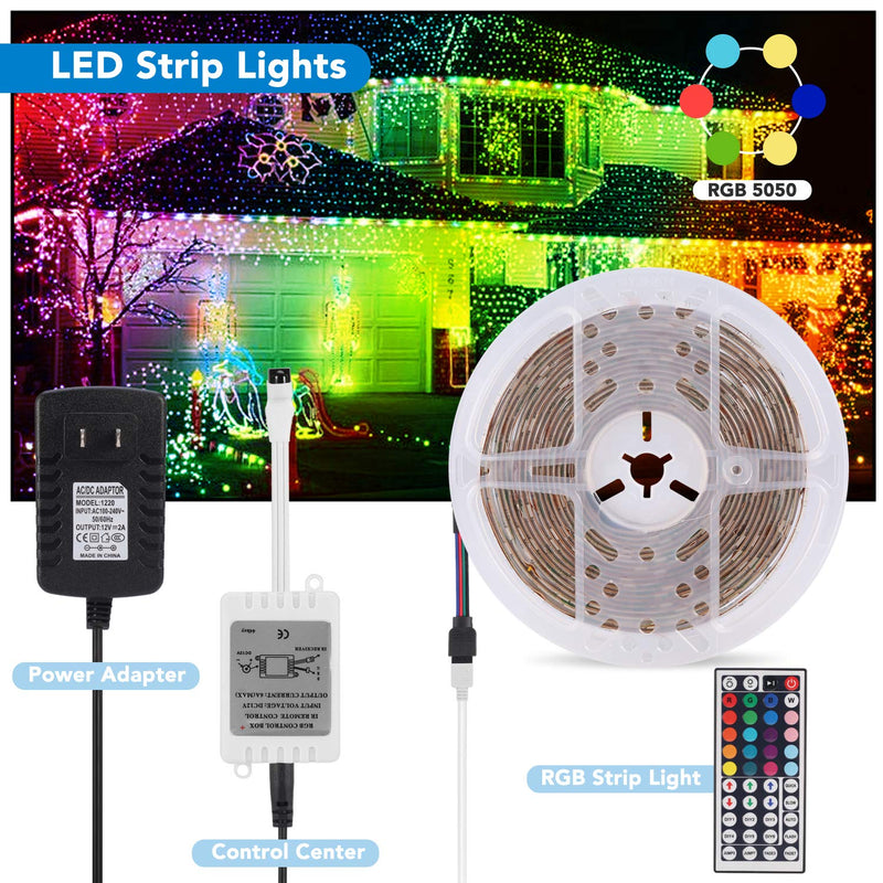[AUSTRALIA] - LED Strip Lights,16.4ft Dimmable and Color Changing LED Light Strips,Waterproof Flexible 5050 RGB,with 44 Key Remote Controller and 12V Power Used for Bedroom Home bar TV Backlight Decoration 