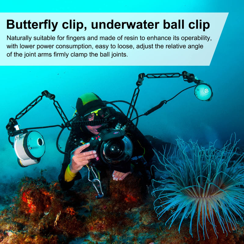 Seafrogs 3 Holes Ball clamp Mount Black Standard Underwater Ball Clam Triple Ball Clamp Diving Diving Ball Fixture Lights Arm, for Video Light Flash Light Arm System Underwater Diving Camera Arm Tray
