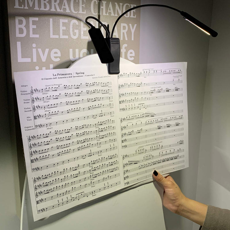 Lumiens Brooklyn - Music Stand Light Clip On - LED Musician Lamp for All Music Stands, Pianos, Orchestra Pits, Work Tables, Desks, and More - #1 Among Music Stand Lights - AAA Battery Powered