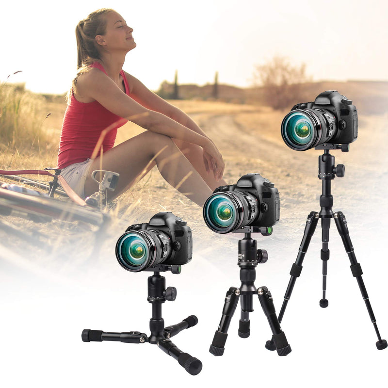 Ruittos Tabletop Tripod, Mini Tripod, 22inch High, with 360 Degree Pan Ball Head, Aluminum Alloy, Ultra Compact, Portable for DSLR, Travel