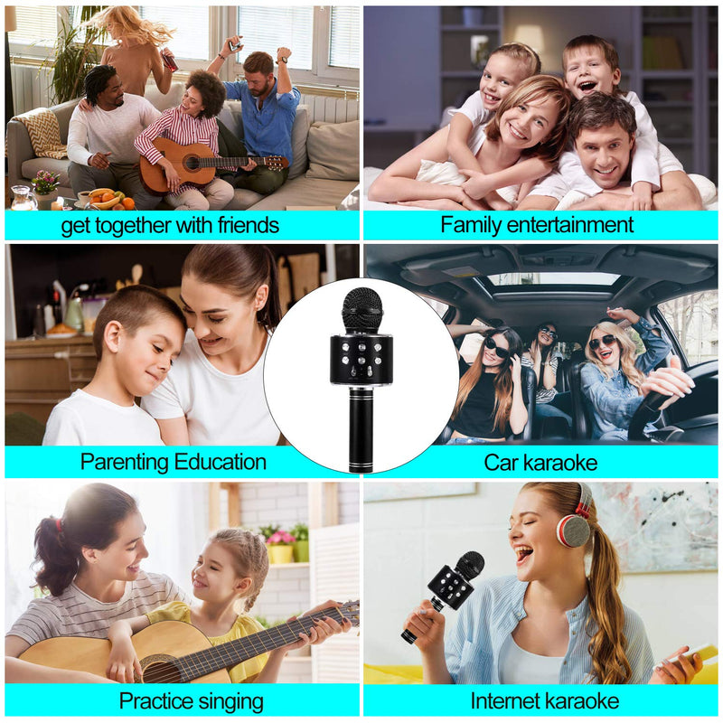 [AUSTRALIA] - Wireless Bluetooth Microphone,Compatible with Android&iOS,Handhold Mic for Company Meeting,Home KTV Party, Thanksgiving & Christmas (Black) 