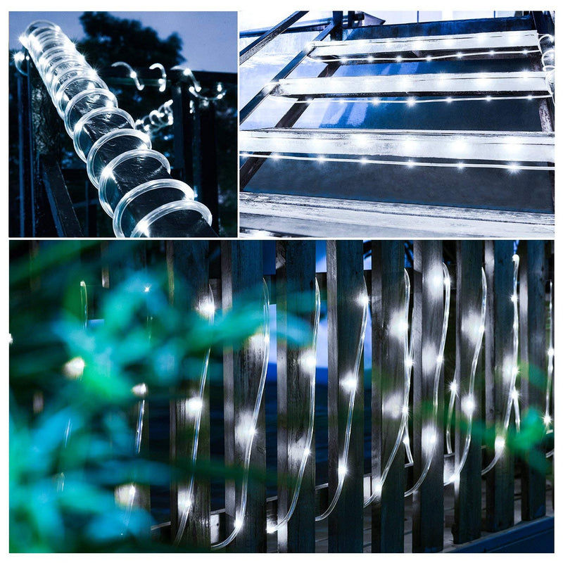 [AUSTRALIA] - Solar Rope Lights Outdoor,WONAFST Waterproof 39ft 100LED Rope Copper Wire Tube Decorative String Light for Christmas Home Garden Patio Parties Decor (White) White 