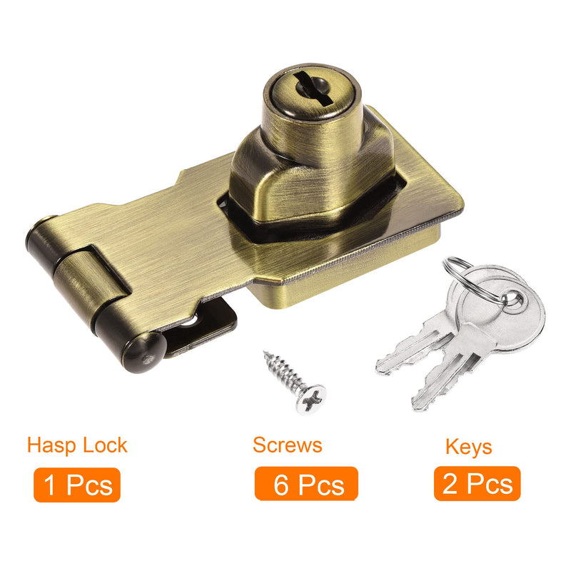 MECCANIXITY 2.5 Inch Keyed Different Hasp Lock Zinc Alloy Twist Knob Locking for Cabinet Door Cupboard, Bronze 2.5"