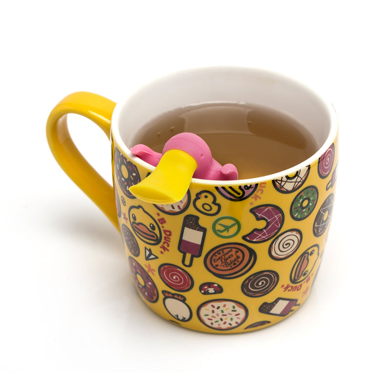 Tea Infuser Gift Set for Loose Leaf Tea, Cute Platypus Tea Strainer Pair in Lovely Gift Box, Ideal Couples Gift, Set of 2, Grey and Pink Pink and grey