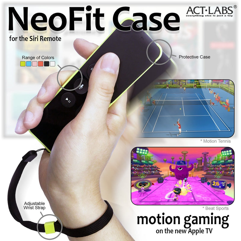 Black NeoFit Case - A Protective Case with Wrist Strap for The V4 Apple TV Remote (NOT The Latest V5)