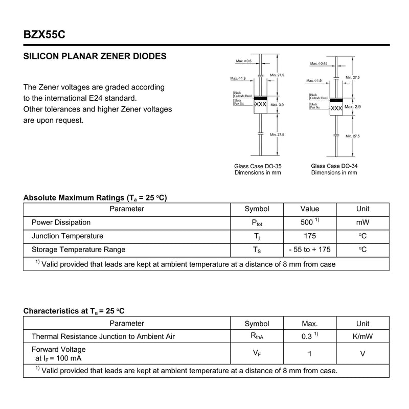 34Value x 20PCS 0.5W DO35 Zener Diode 2.0V 2.2V 2.4V 2.7V 3.0V 3.3V 3.6V 3.9V 4.3V 4.7V 5.1V 5.6V 6.2V 6.8V 7.5V 8.2V 9.1V 10V 11V 12V 13V 15V 16V 18V 20V 22V 24V 27V 30V 33V 36V 39V 43V 47V 680 0.5W Zener Diode Kit (34Values*20PCS )