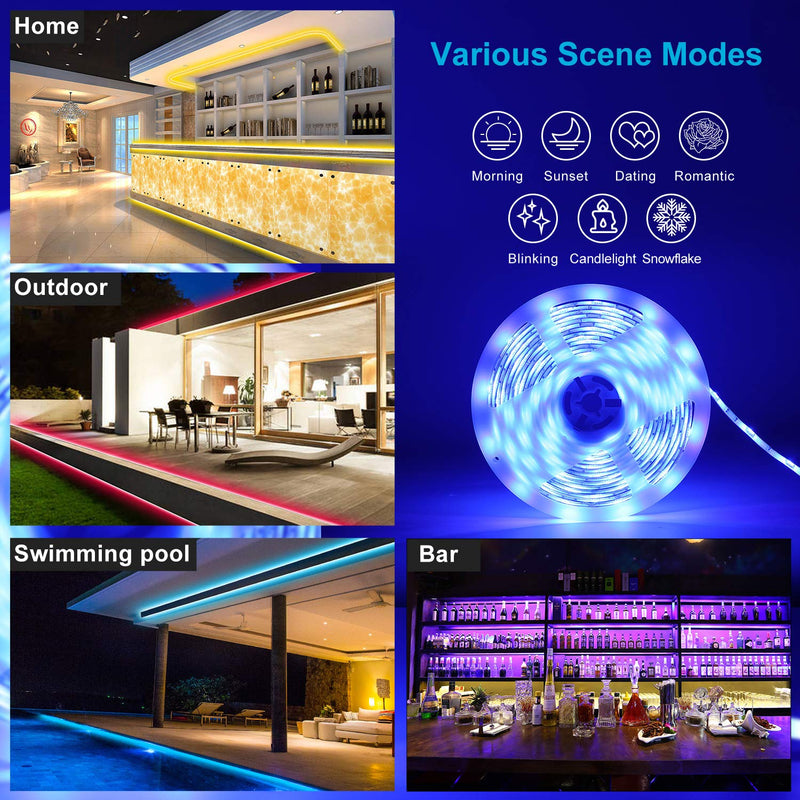 [AUSTRALIA] - LED Strip Lights, HQVOIC 16.4ft Waterproof Tape Lights Color Changing 5050 RGB LEDs Light Strips Kit with Remote for Home Lighting Kitchen Bed Flexible Strip Lights for Home Bedroom Decoration 